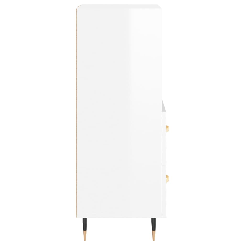 Credenza Bianco Lucido 34,5x34x90 cm in Legno Multistrato