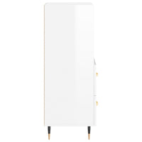 Credenza Bianco Lucido 34,5x34x90 cm in Legno Multistrato