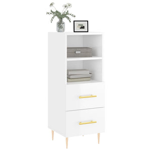 Credenza Bianco Lucido 34,5x34x90 cm in Legno Multistrato 828654