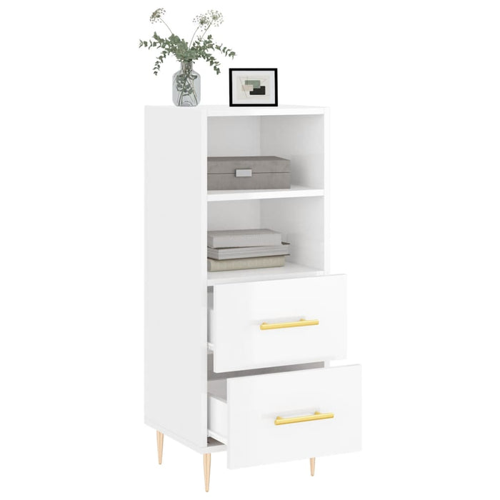Credenza Bianco Lucido 34,5x34x90 cm in Legno Multistrato 828654