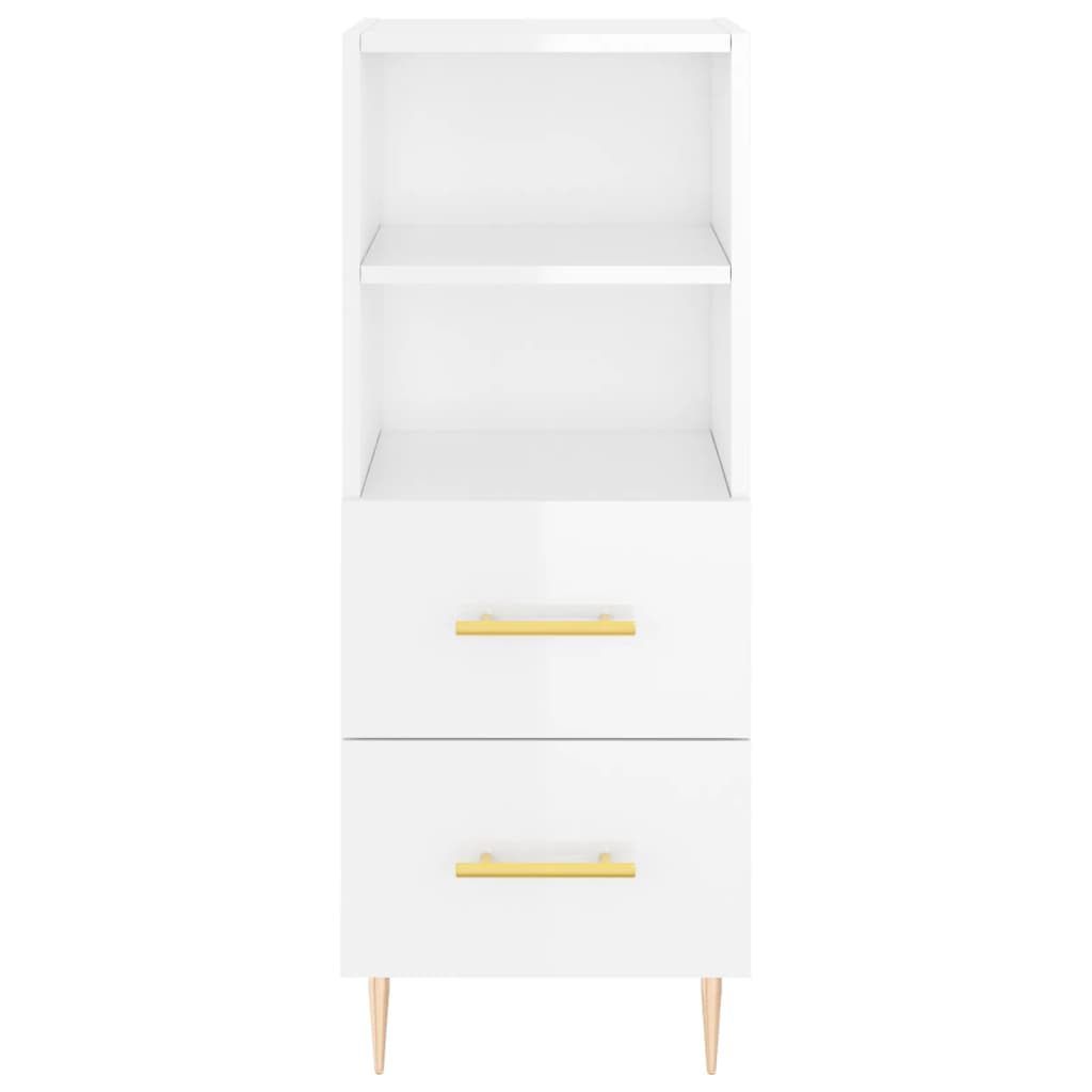 Credenza Bianco Lucido 34,5x34x90 cm in Legno Multistrato 828654
