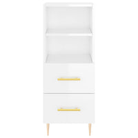 Credenza Bianco Lucido 34,5x34x90 cm in Legno Multistrato 828654