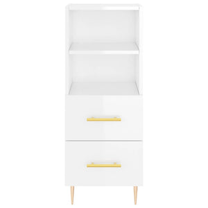Credenza Bianco Lucido 34,5x34x90 cm in Legno Multistrato 828654