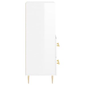 Credenza Bianco Lucido 34,5x34x90 cm in Legno Multistrato 828654