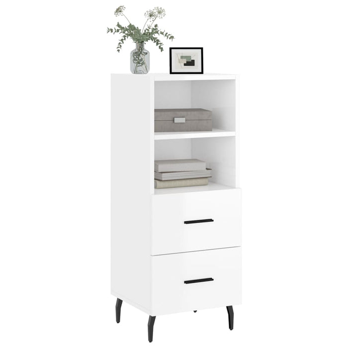 Credenza Bianco Lucido 34,5x34x90 cm in Legno Multistrato 828686