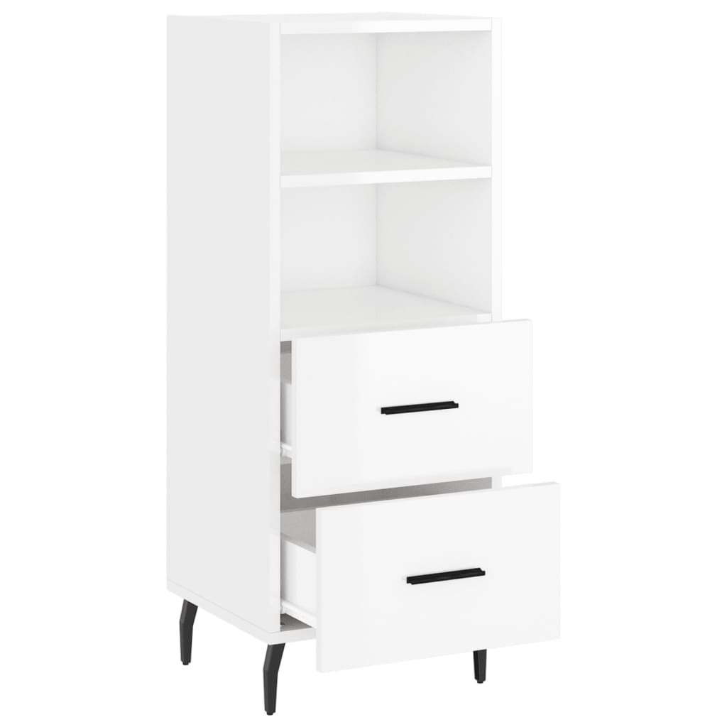 Credenza Bianco Lucido 34,5x34x90 cm in Legno Multistrato 828686