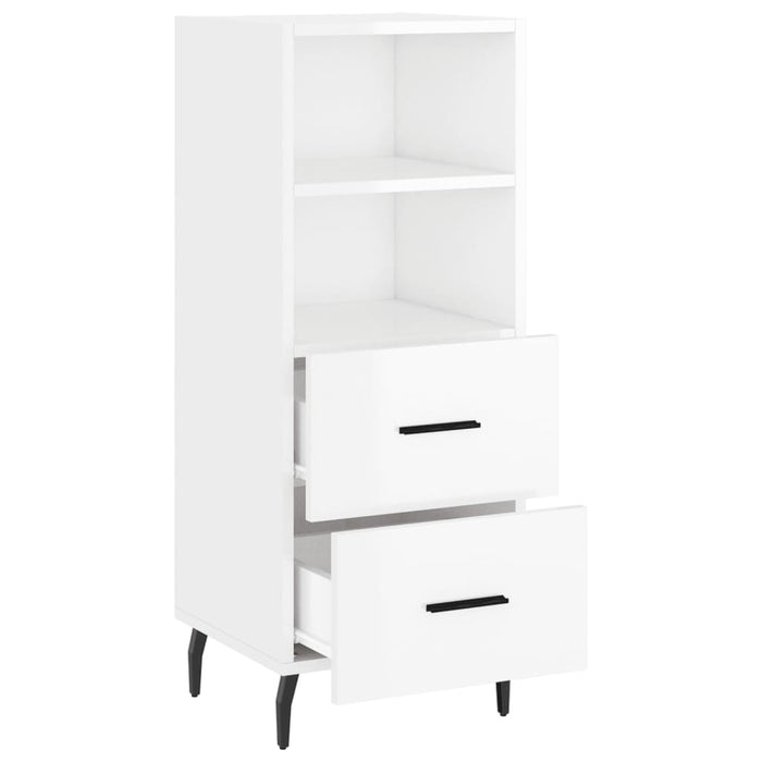 Credenza Bianco Lucido 34,5x34x90 cm in Legno Multistrato 828686