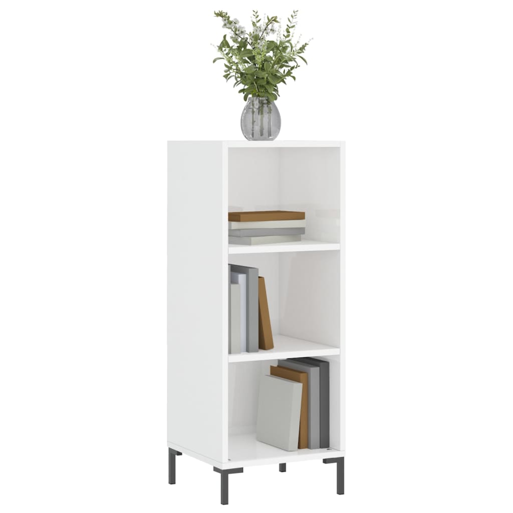 Credenza Bianco Lucido 34,5x32,5x90 cm in Legno Multistrato 828734