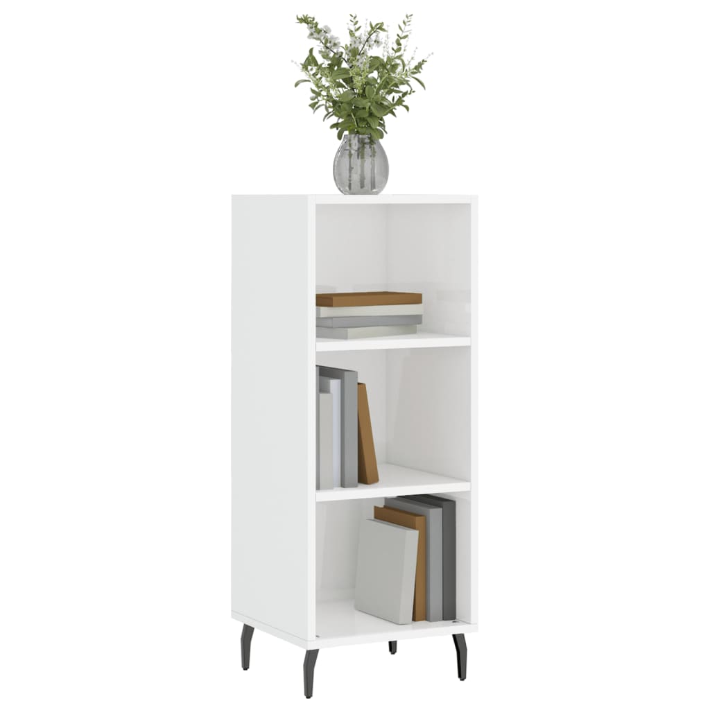 Credenza Bianco Lucido 34,5x32,5x90 cm in Legno Multistrato 828750