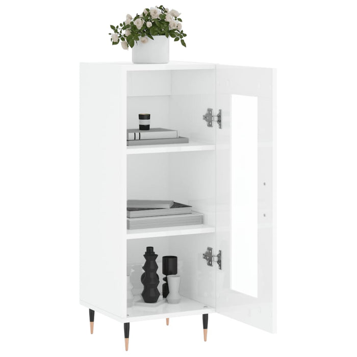 Credenza Bianco Lucido 34,5x34x90 cm in Legno Multistrato 828774