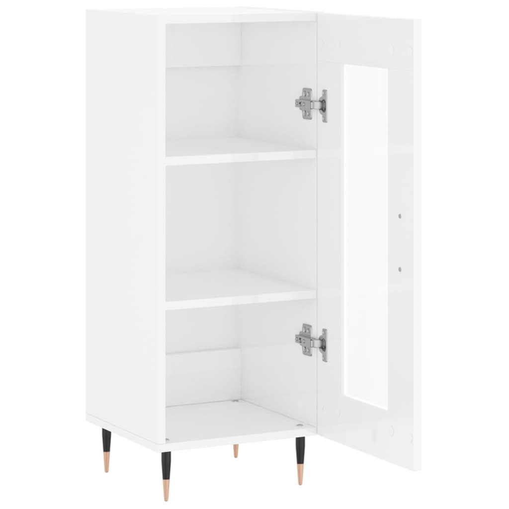 Credenza Bianco Lucido 34,5x34x90 cm in Legno Multistrato 828774