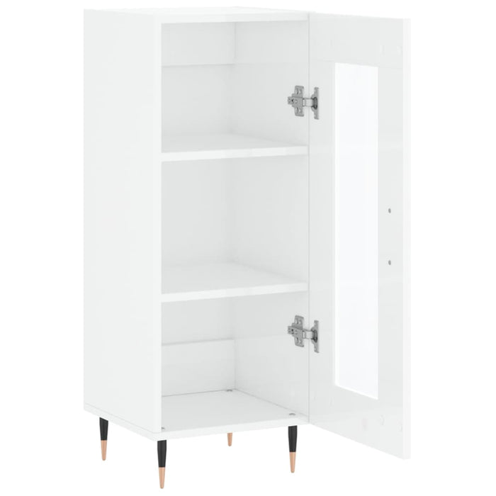 Credenza Bianco Lucido 34,5x34x90 cm in Legno Multistrato 828774
