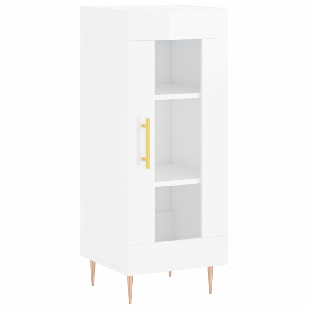 Credenza Bianco Lucido 34,5x34x90 cm in Legno Multistrato 828782