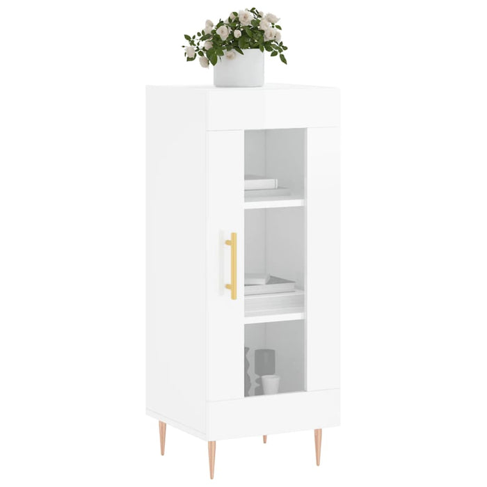 Credenza Bianco Lucido 34,5x34x90 cm in Legno Multistrato 828782