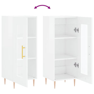 Credenza Bianco Lucido 34,5x34x90 cm in Legno Multistrato 828782