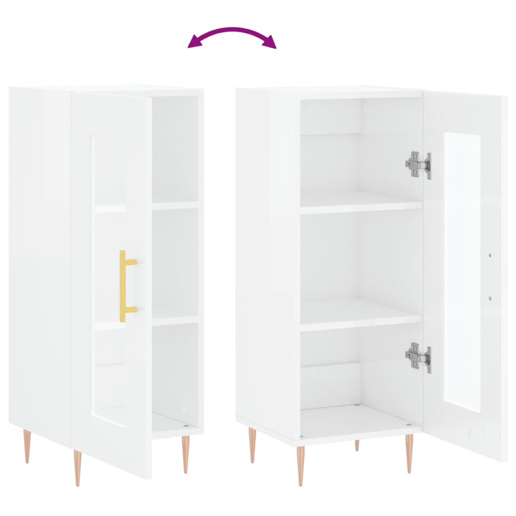 Credenza Bianco Lucido 34,5x34x90 cm in Legno Multistrato 828782