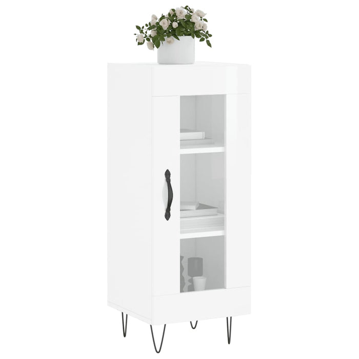 Credenza Bianco Lucido 34,5x34x90 cm in Legno Multistrato 828790