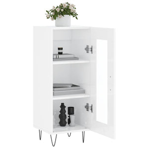 Credenza Bianco Lucido 34,5x34x90 cm in Legno Multistrato 828790