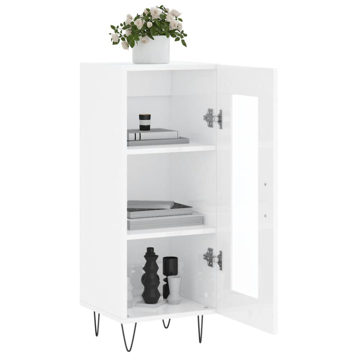 Credenza Bianco Lucido 34,5x34x90 cm in Legno Multistrato 828790