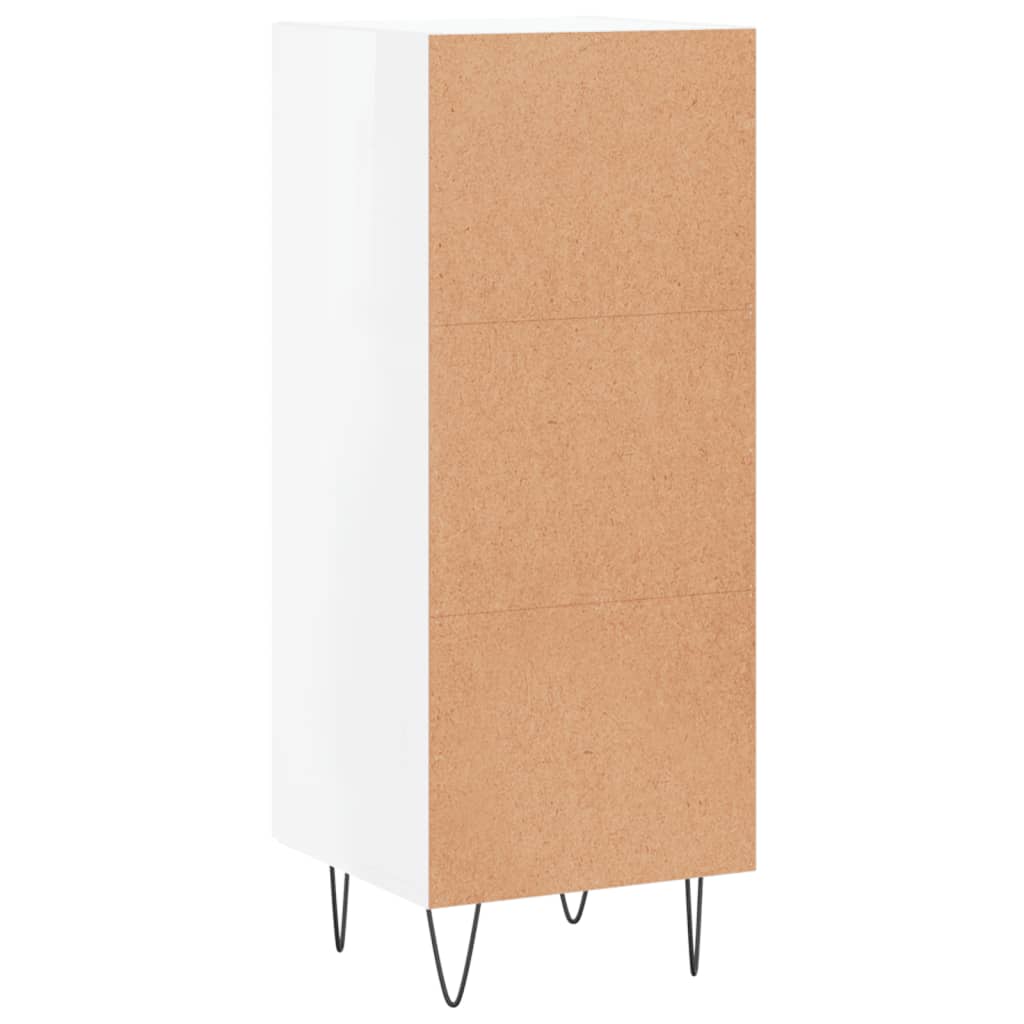 Credenza Bianco Lucido 34,5x34x90 cm in Legno Multistrato 828790