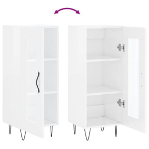 Credenza Bianco Lucido 34,5x34x90 cm in Legno Multistrato 828790