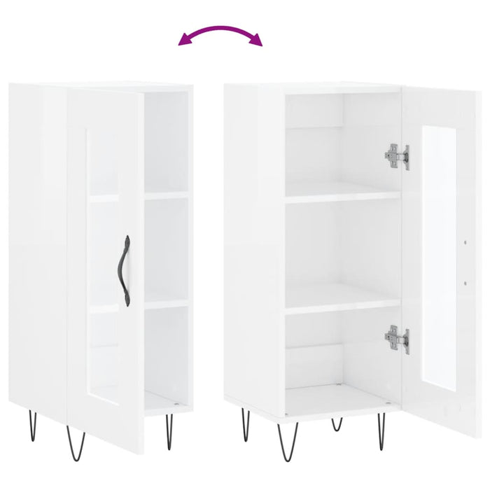 Credenza Bianco Lucido 34,5x34x90 cm in Legno Multistrato 828790