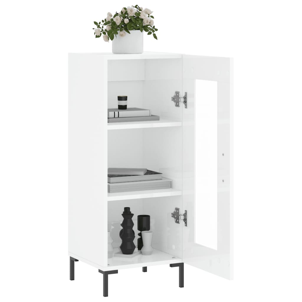 Credenza Bianco Lucido 34,5x34x90 cm in Legno Multistrato 828798