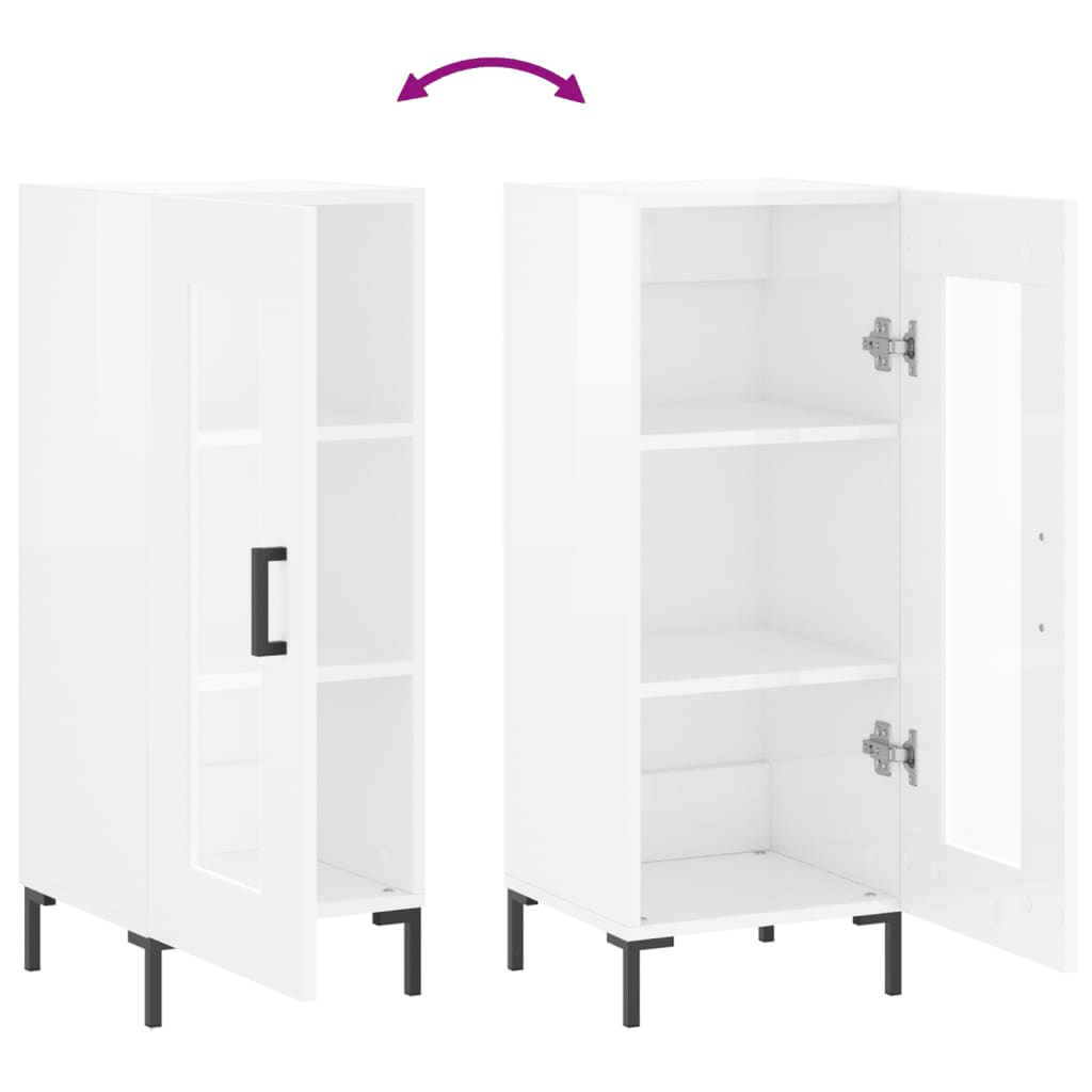 Credenza Bianco Lucido 34,5x34x90 cm in Legno Multistrato 828798