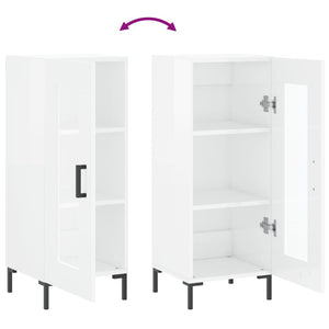 Credenza Bianco Lucido 34,5x34x90 cm in Legno Multistrato 828798