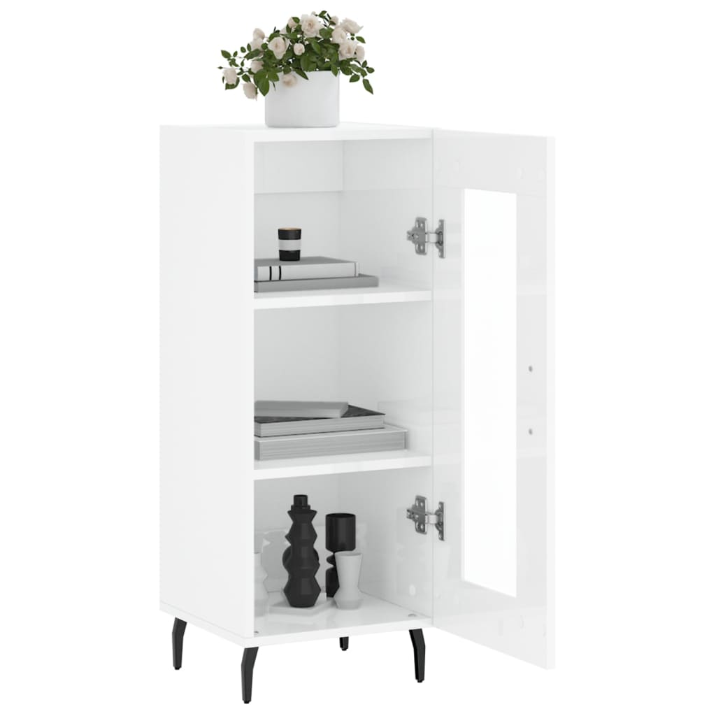 Credenza Bianco Lucido 34,5x34x90 cm in Legno Multistrato 828814