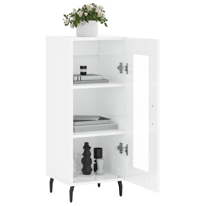 Credenza Bianco Lucido 34,5x34x90 cm in Legno Multistrato 828814
