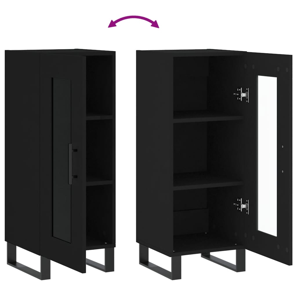 Credenza Nero 34,5x34x90 cm in Legno Multistrato 828821