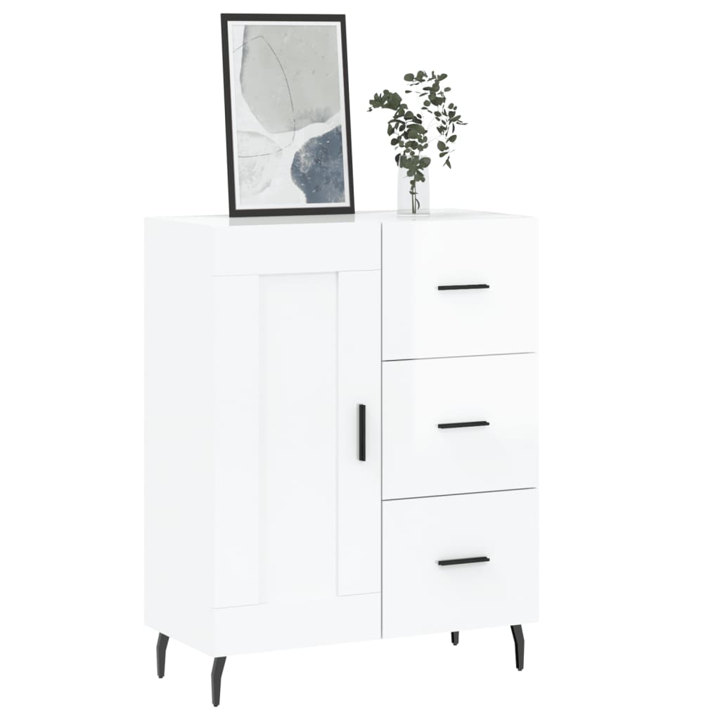 Credenza-Buffet-Armadio da cucina 69,5x34x90 cm in Legno Multistrato Bianco Lucido 860553