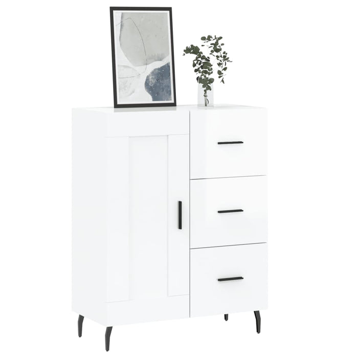 Credenza-Buffet-Armadio da cucina 69,5x34x90 cm in Legno Multistrato Bianco Lucido 860553