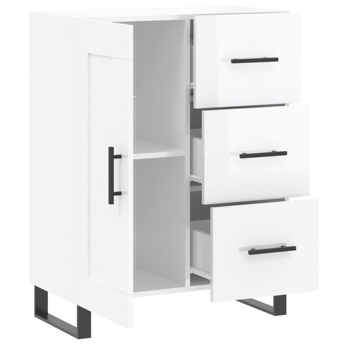 Credenza-Buffet-Armadio da cucina 69,5x34x90 cm in Legno Multistrato Bianco Lucido 524048