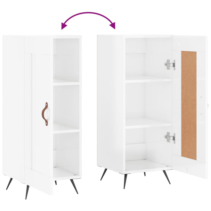 Credenza Bianco Lucido 34,5x34x90 cm in Legno Multistrato