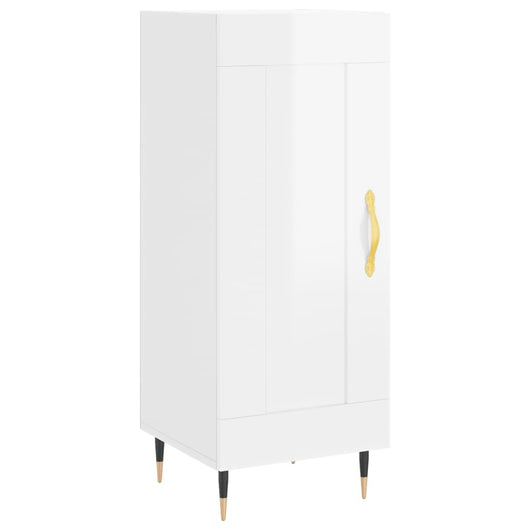 Credenza Bianco Lucido 34,5x34x90 cm in Legno Multistrato 830422