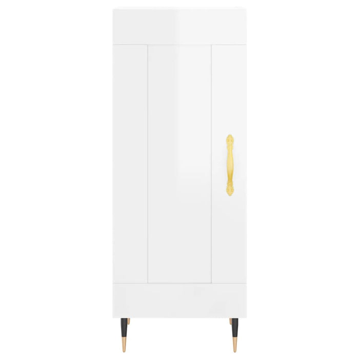 Credenza Bianco Lucido 34,5x34x90 cm in Legno Multistrato 830422