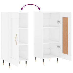 Credenza Bianco Lucido 34,5x34x90 cm in Legno Multistrato 830422