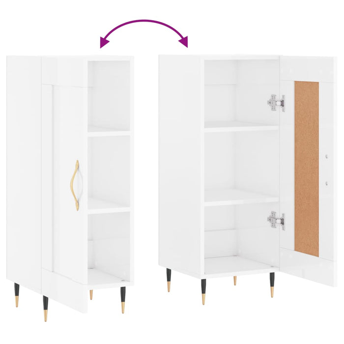 Credenza Bianco Lucido 34,5x34x90 cm in Legno Multistrato 830422