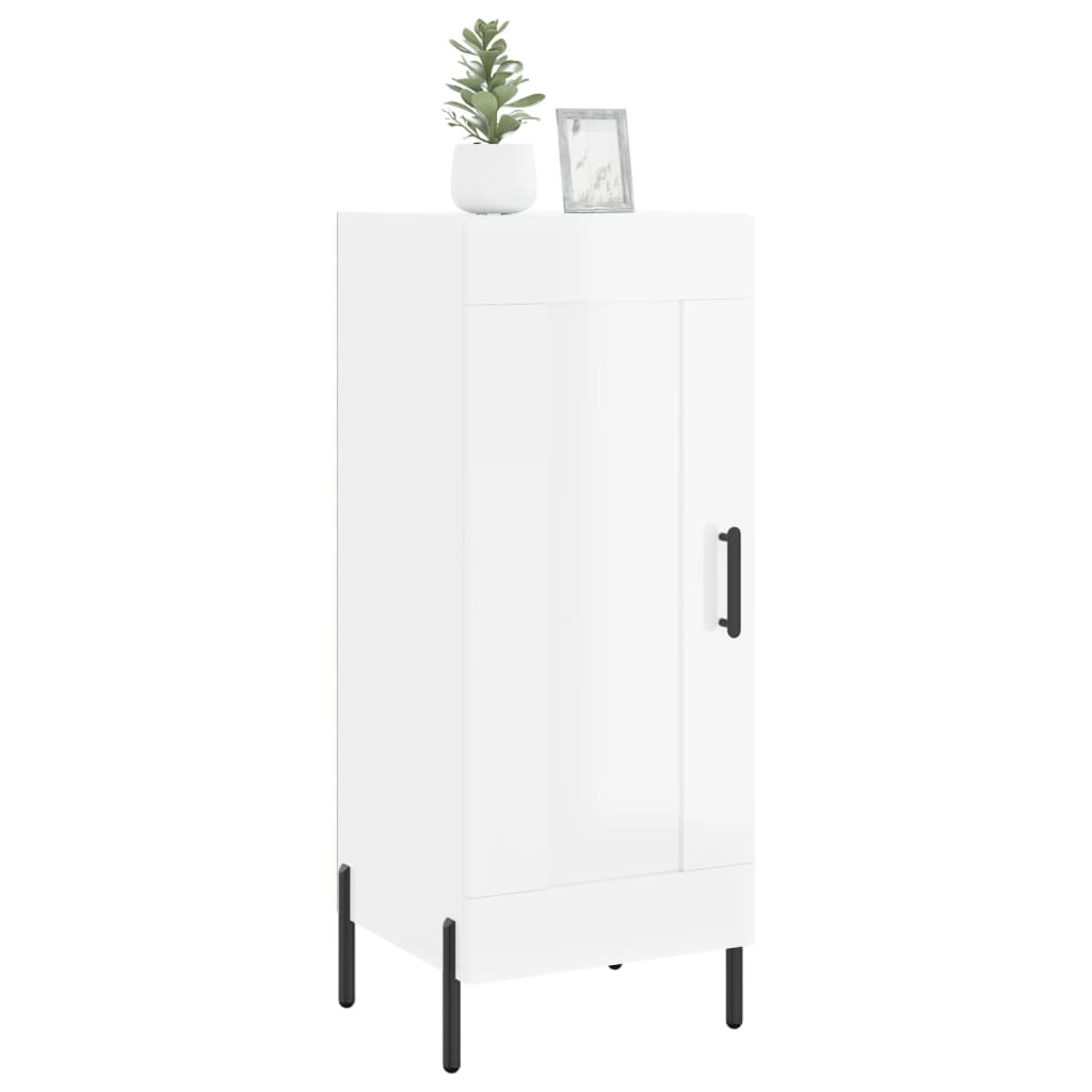 Credenza Bianco Lucido 34,5x34x90 cm in Legno Multistrato 830454