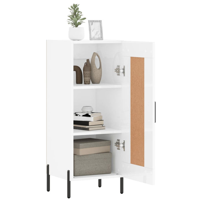 Credenza Bianco Lucido 34,5x34x90 cm in Legno Multistrato 830454