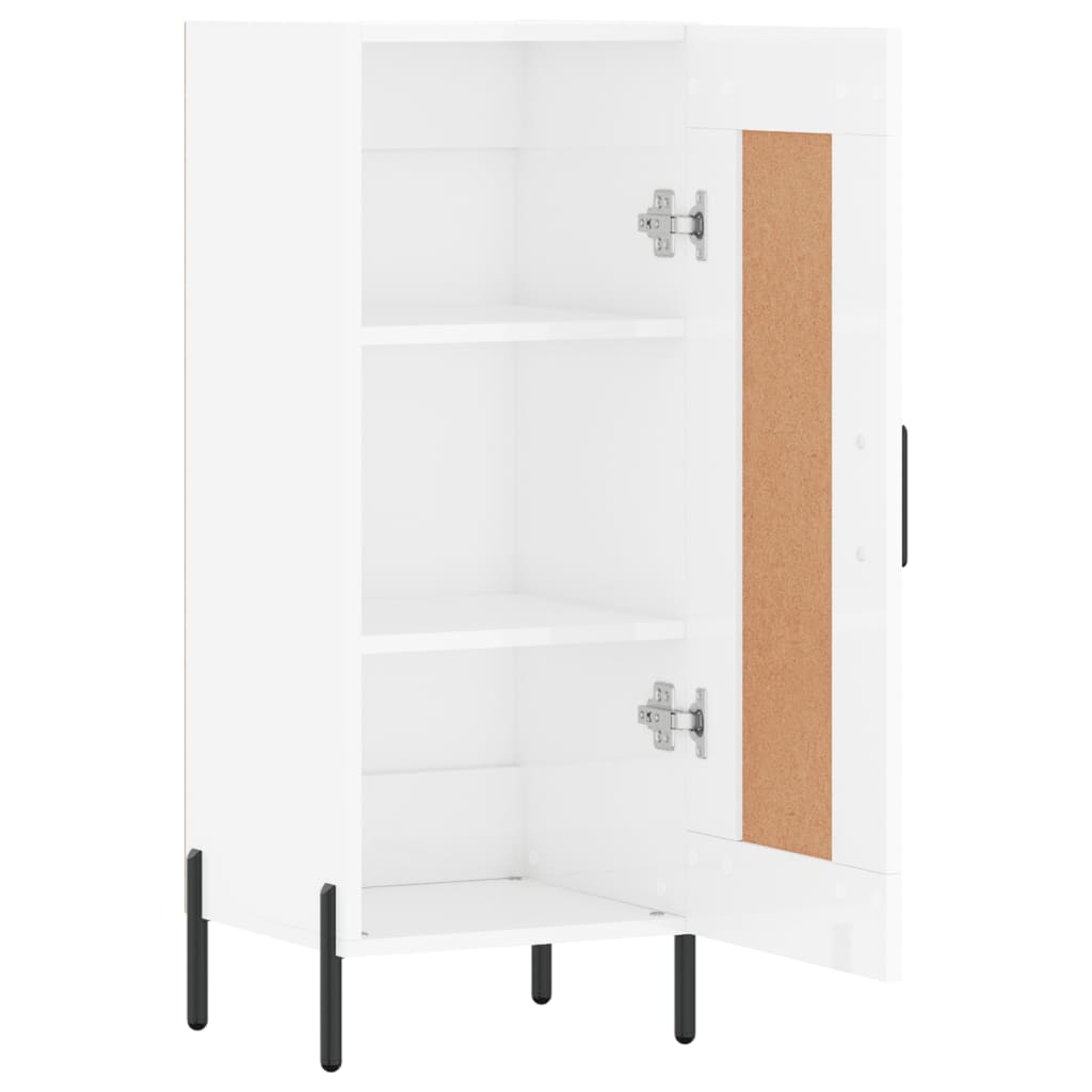 Credenza Bianco Lucido 34,5x34x90 cm in Legno Multistrato 830454