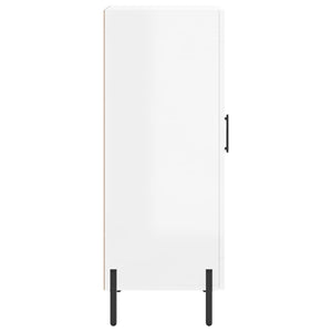 Credenza Bianco Lucido 34,5x34x90 cm in Legno Multistrato