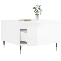 Tavolino Salotto Bianco Lucido 55x55x36,5 cm Legno Multistrato