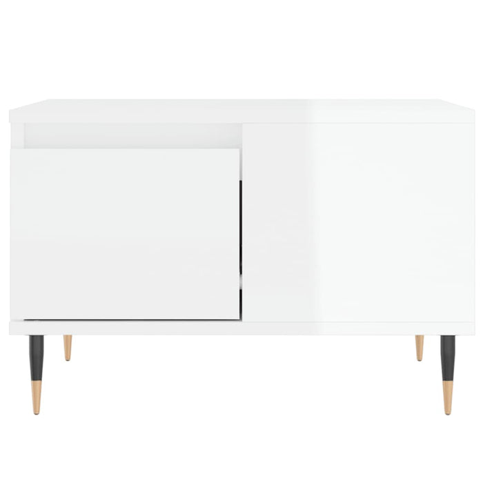 Tavolino Salotto Bianco Lucido 55x55x36,5 cm Legno Multistrato 830750