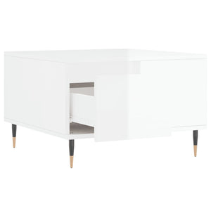Tavolino Salotto Bianco Lucido 55x55x36,5 cm Legno Multistrato 830750