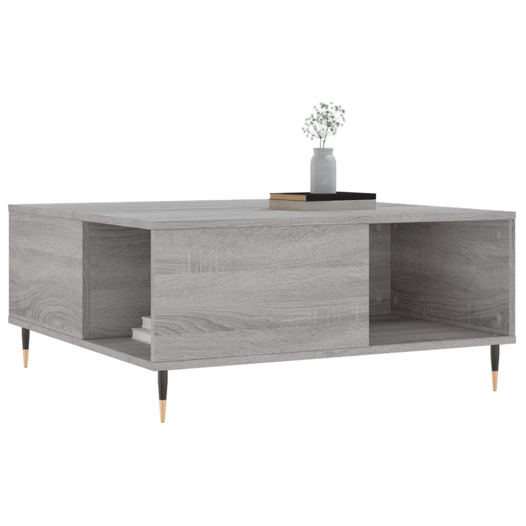 Tavolino Salotto-Tavolino da soggiorno-Tavolo Grigio Sonoma 80x80x36,5 cm Legno Multistrato 646608
