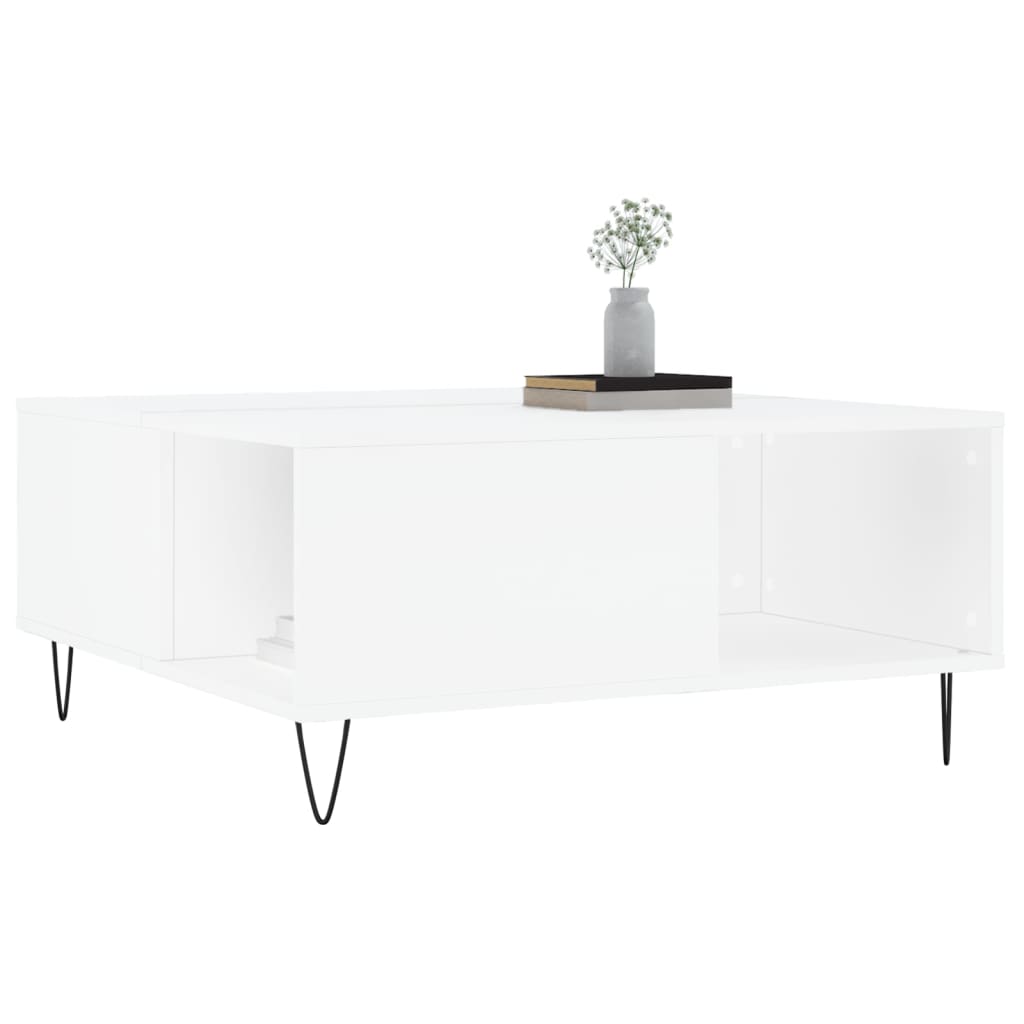 vidaXL Tavolino da Salotto Bianco 80x80x36,5 cm in Legno Multistrato