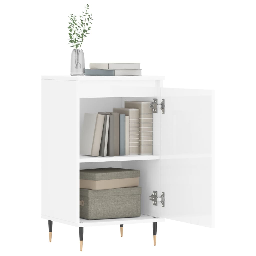 Credenza Bianco Lucido 40x35x70 cm in Legno Multistrato 831040
